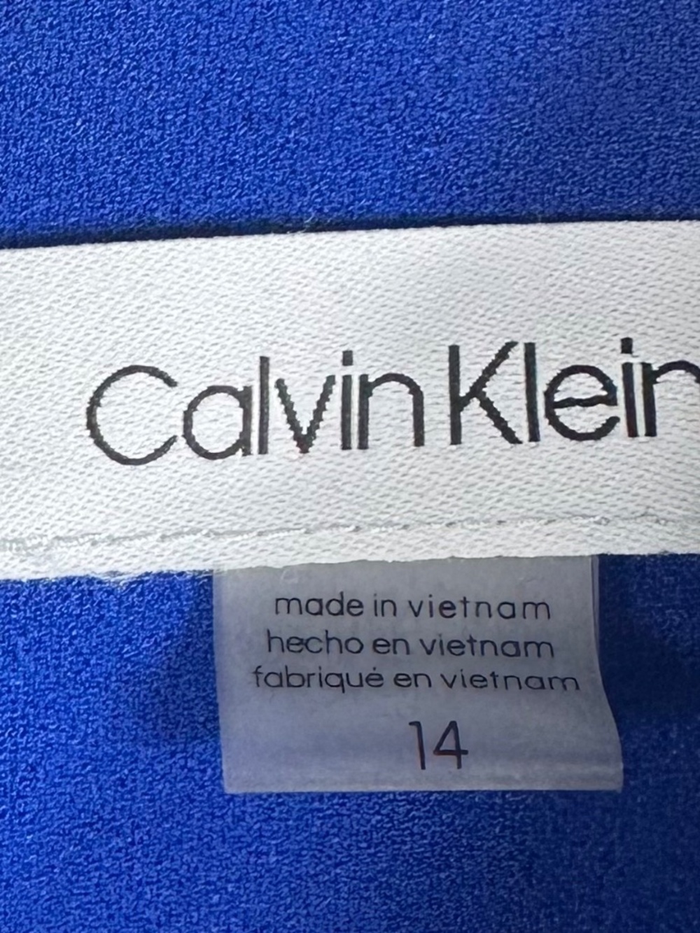 Calvin Klein Sheath Dress Sz 14 XL Cobalt Blue Slvlss Career Quiet Luxury - Picture 4 of 5